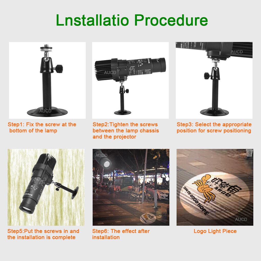 90-240VAC 20W LED HD Advertising Gobo Projector Show Lighting Show Zoom Lights Cafe Store Shop Outdoor Project AD Lamp NO Gobos