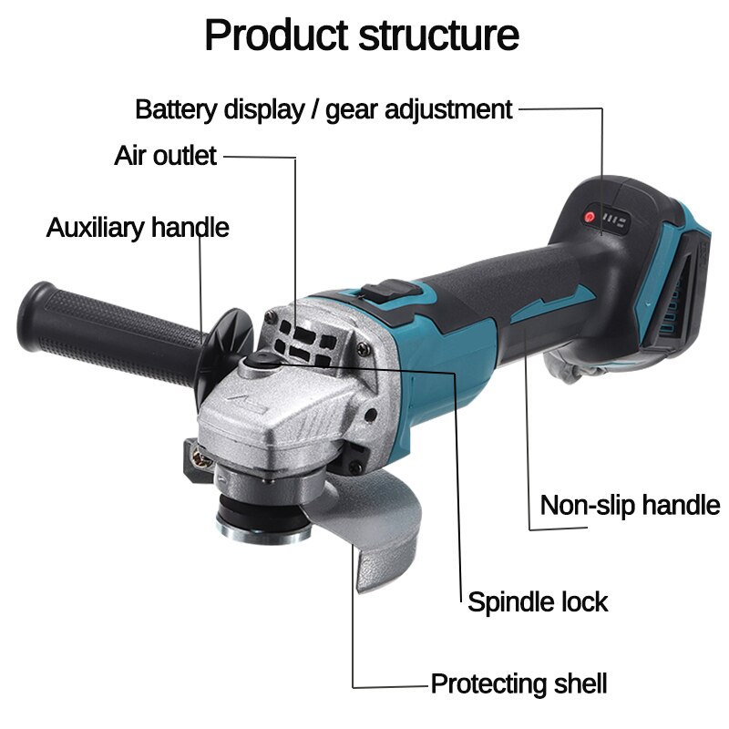 860W 125mm Brushless Cordless Impact Angle Grinder without battery Power Tool Cutting Machine Polisher For Makita 18V Battery