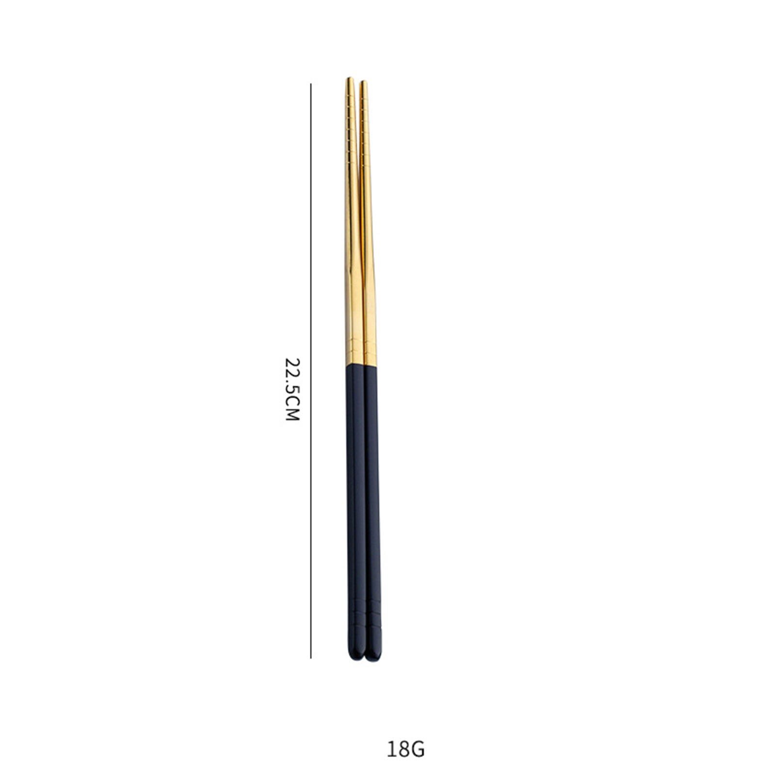 Baguettes en acier inoxydable, 1 paire de baguettes en métal de Style coréen vaisselle de table Portable réutilisable: Black