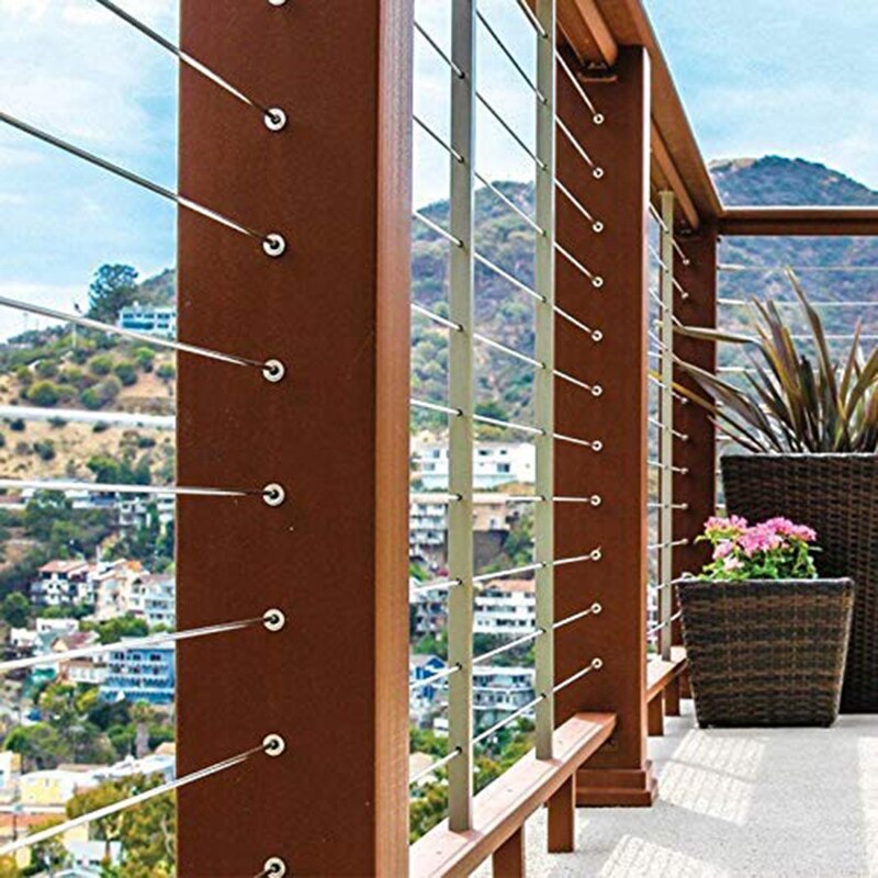 Stainless Steel Protective Protector Sleeves for 1/8 Inch Deck Cable Railing System, for Wood Posts, DIY Balustrade T316 Marine