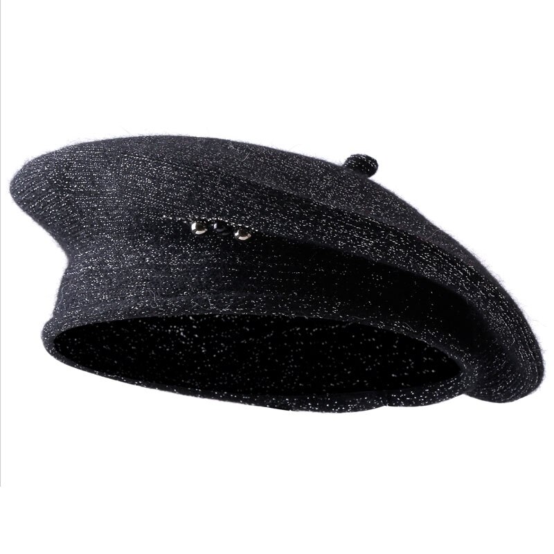 Vinter baskermössor för kvinnor ullstickade enfärgade basker kvinnliga mössor tjej höstvarma gorros märkes huvmössor: 17