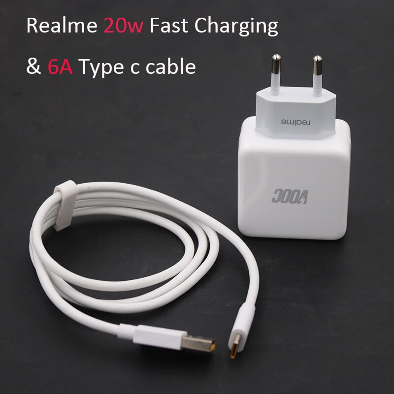 Originales realme 5v ladegerät mit eu-steckeradapter 4a super vooc ladekabel typ 6a für realme 50 x2, 6 pro und  x50m v13 x3 xt q3 v11 x