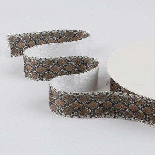 Snake Skin & Leopard pattern printed Poly Cotton ribbon for Party Home Wedding Decor Wrapping Garment Accessories: 2.5cm Olive