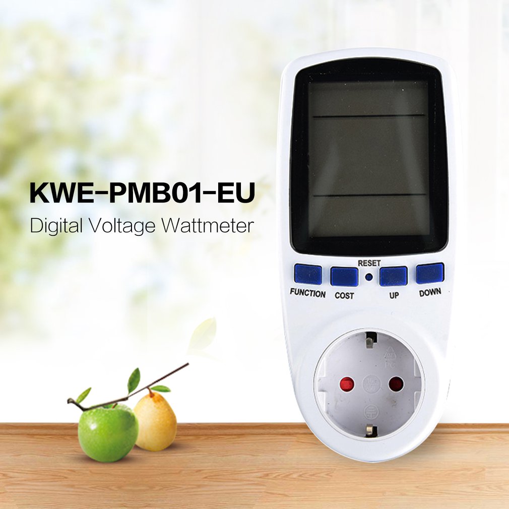 KWE-PMB01 Plug Socket Digitale Voltage Wattmeter Stroomverbruik Watt Energie Meter Ac Elektriciteit Analyzer