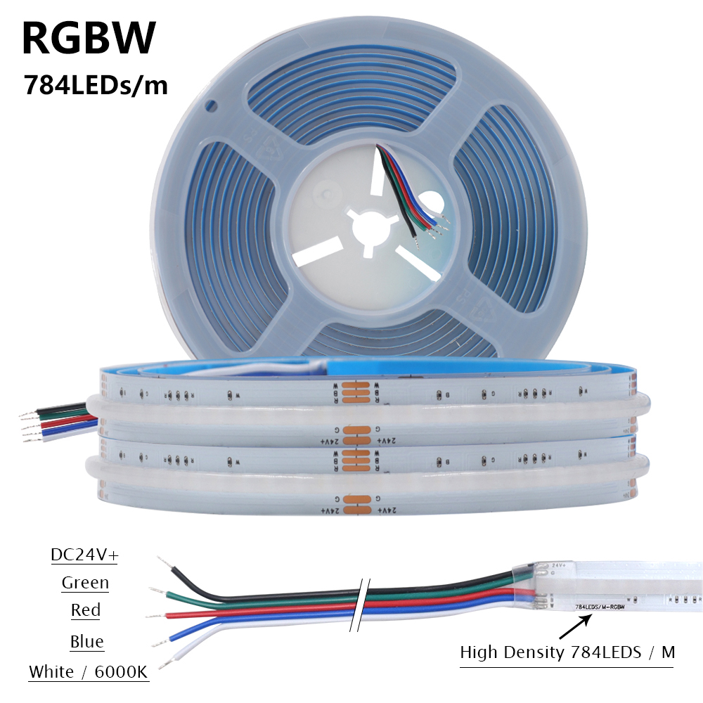 12V 24V RGBWW RGBW RGB CCT COB LED Strip 784 840LEDs/m High Bright Flexible LED Tape Light Bar Linear Dimmable Room Decor