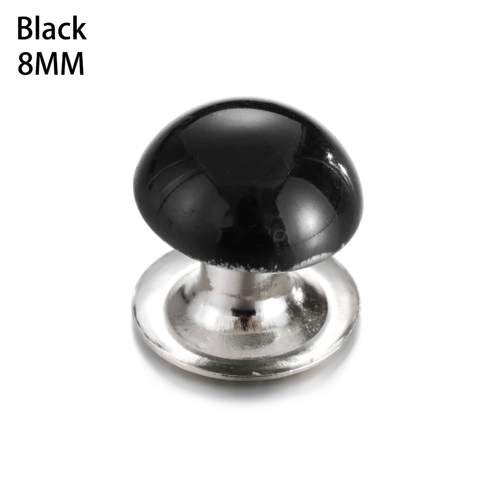 50 sets/pak paddestoel kleding klinknagels diy kleding tas schoenen knutselen decoratie benodigdheden kleding naaien glas boor spijker knoop: Zwart -8mm