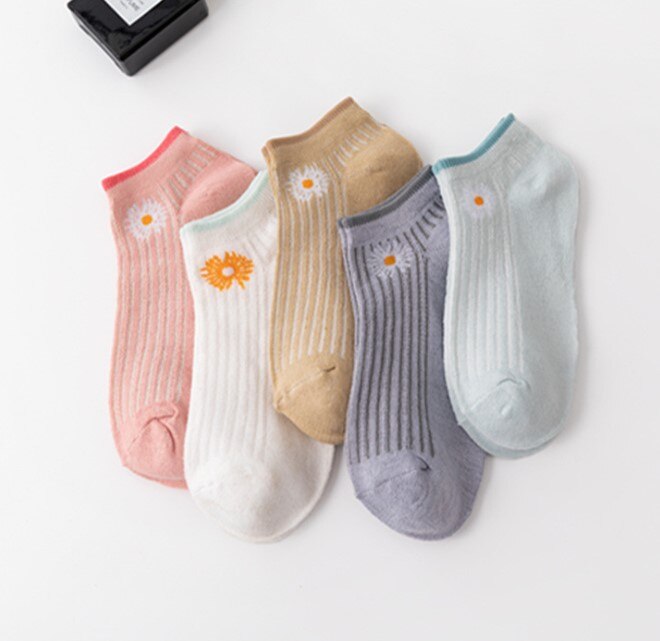 Maat 34-39 Kawaii Vrouwen Sokken Happy Enkel Grappige Sokken Vrouwen Vruchten Leuke Gelukkige Art Onzichtbare Sok 5 pairs Lente Zomer: C Socks shutiao juhu