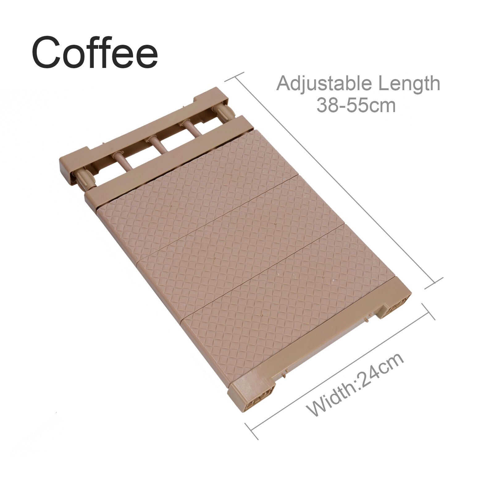 Adjustable Closet Organizer Storage Shelf Space Saving Wardrobe Wall Mounted Rack Kitchen Home Decorative Cabinet Holders: Coffee L38-55cm W24c