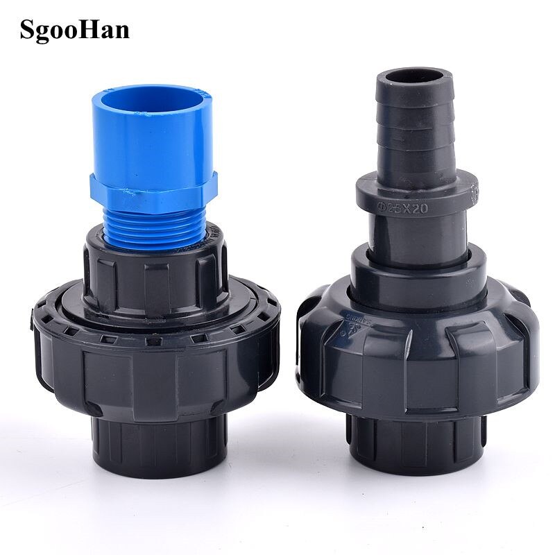 1pc I.D 20-63mm UPVC Pipe Single Female Thread Union Direct Plastic Water Supply Pipe Connector Garden Irrigation Fitings