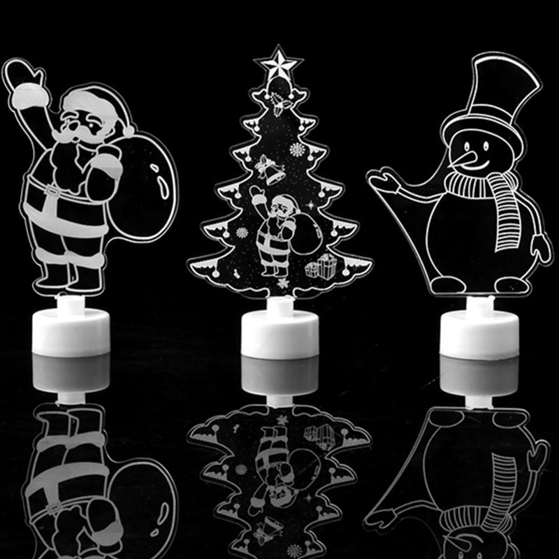 1 Pc Kleurrijke Led Decoratieve Verlichting Jaar Producten Kerstboomversiering Feestartikelen Acryl Kerst Night