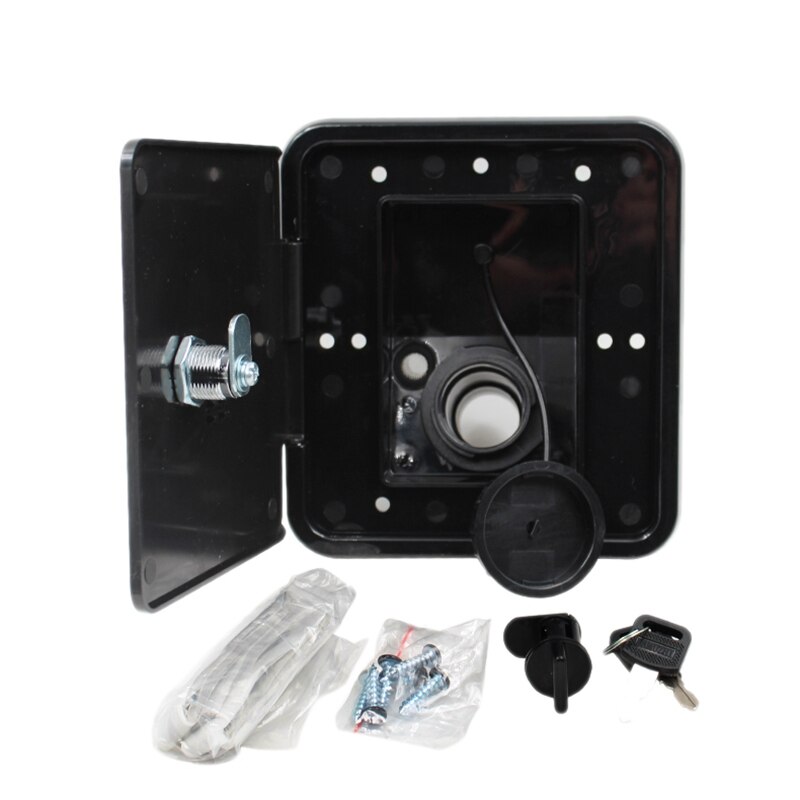 151X166 mm RV Hatch Cover Accessories Lockable Water Inlet Parts with Keys Square Threaded Fill Dish for Rv Trailer: Black
