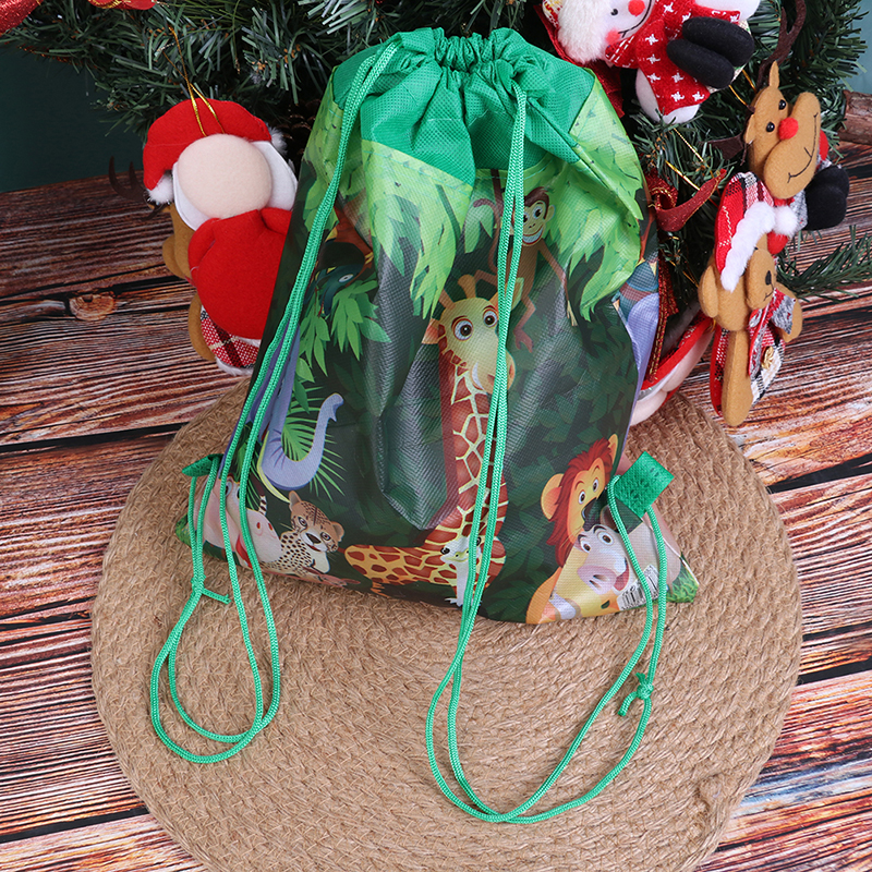Bolsa de tela no tejida con tema Animal de Zoo Forest, mochila con cordón, bolsa de para fiestas, bolsa de compras, chaleco