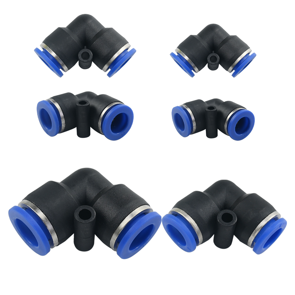 Złączki pneumatyczne 6mm/8mm/10mm/12mm serii PV 4 6 8 10 12MM OD L Typ rurki o szybkości przepływu Plastikowe szybkozłączki kolankowe powietrza