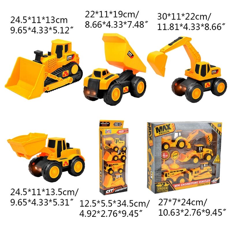 Graafmachine Dump Truck Speelgoed Voor Kinderen Mini Inertiële Bouw Voertuig Beweegbare Gewrichten Bulldozer Digger Model Kinderen