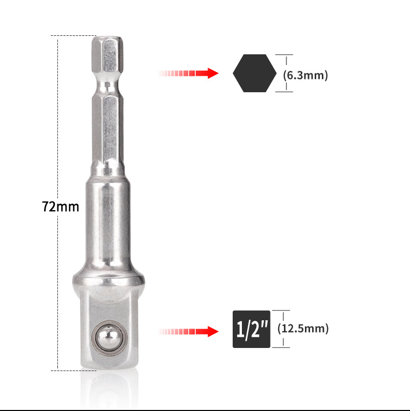 Socket Adapter Set Hex Shank to 1/4 3/8 1/2 Inch Impact Driver Drill Bits: F
