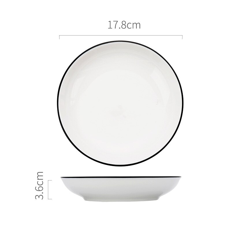 Płyta ceramiczna stek talerz styl skandynawski czarne obramowanie zastawa stołowa miska ins talerze obiadowe wysokiej klasy porcelanowa zastawa stołowa: 7 cal zupa Plate