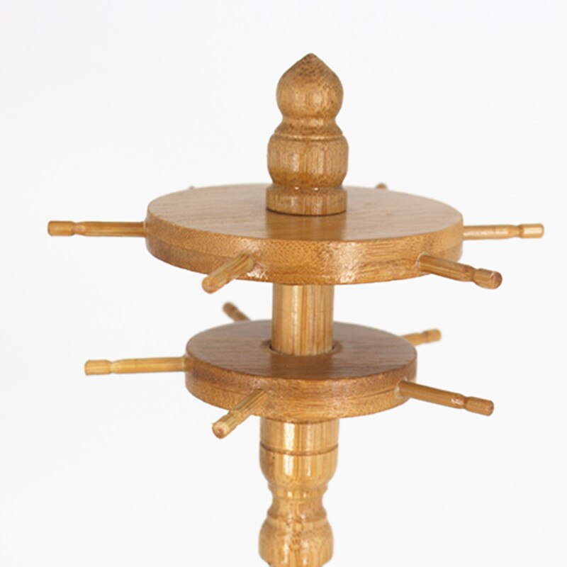 Chinese Borstel Pen Hanger Bamboe Kalligrafieborstel Houder Double-Layer Roterende Chinese Schilderij Borstels Houder Pen Hanger Rest