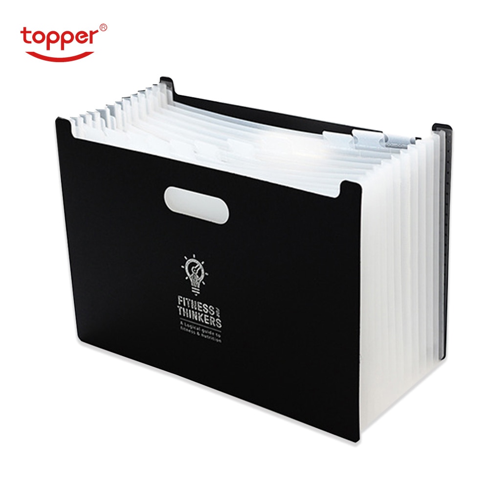 TOPPER 12Pockets PP Expanding File Folder A4 Organizer Portable Business File Office Supplies Document Holder Carpeta Archivador