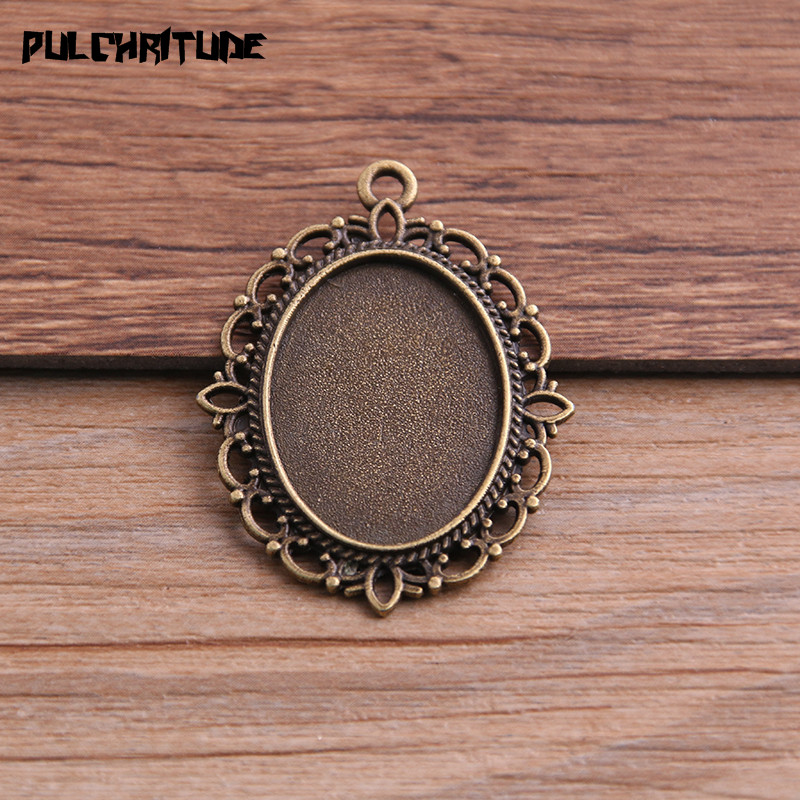 6 stücke 18*25mm Innere Größe 9 farbe Klassischen Stil Oval Cabochon Basis Einstellung Reize Anhänger Für Diy schmuck Machen