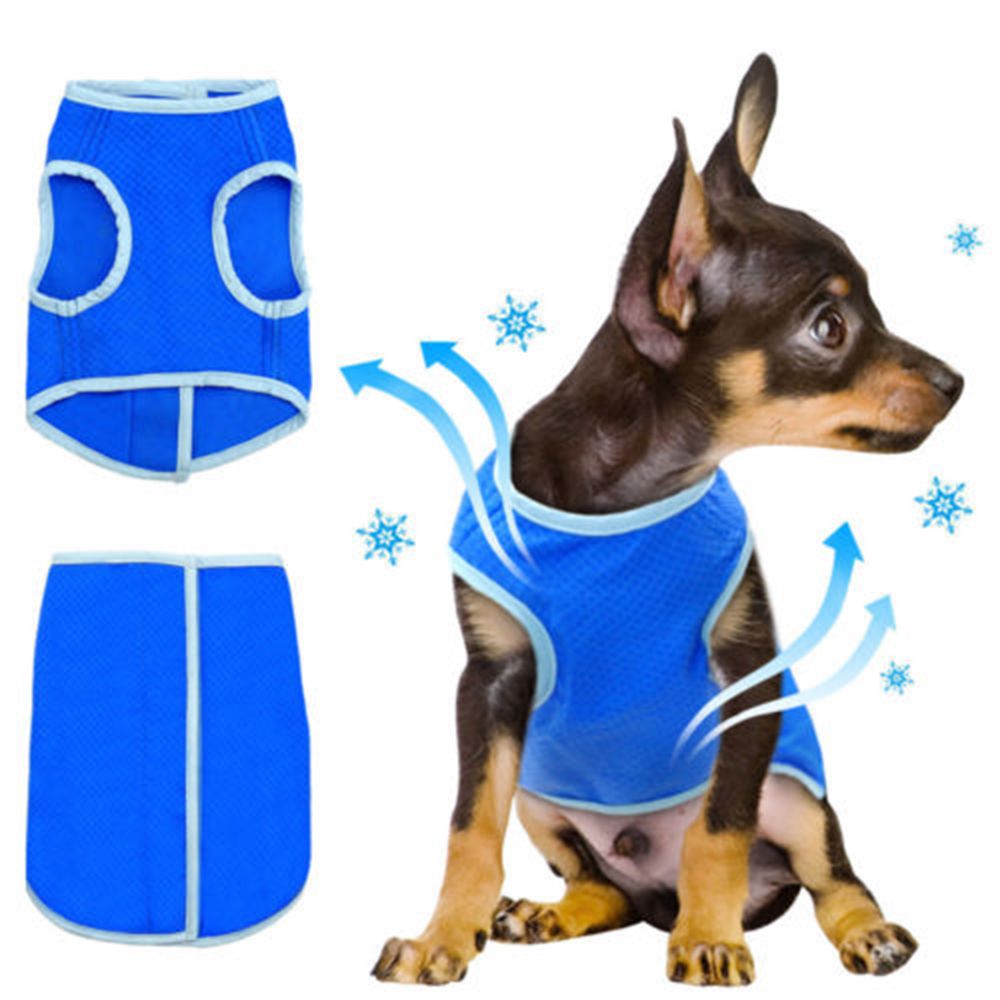 Summer Cooling Jacket Coat Vest T-shirt Clothes Clothing For Dogs Outdoor Walking Pets Heatstroke Coat Clothes Blue
