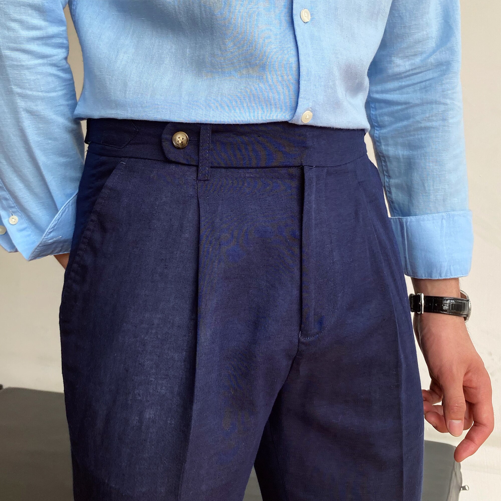 Pantalones formales para Hombre, pantalón de cintura alta, informal, recto, de oficina, de vestir, Social, Otoño, 2022: Navy Blue / XL