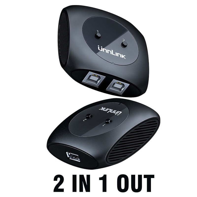 Unnlink 2/4 Ports USB Switch Selector Hotkey 2/4 PCs Computers Laptops Share USB Device Switcher Box For U Disk Scanner Printer: 2 Ports