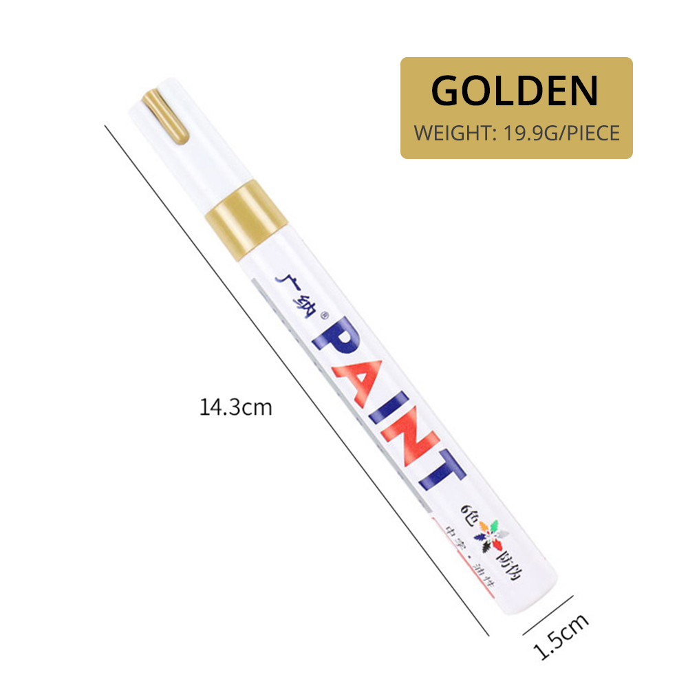 1pcs White Waterproof Cars Wheel Tire Oily Mark Pen Auto Rubber Tyre Paint Pen Cd Metal Permanent Paint Marker Graffiti Touch Up: Gold