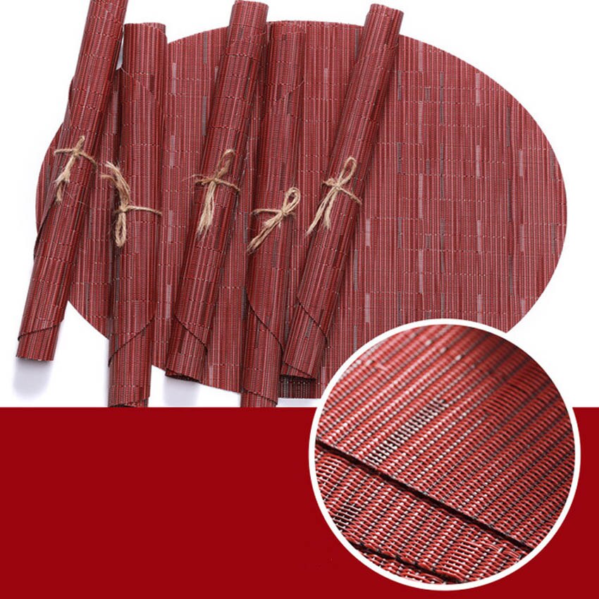 Bamboe Graan Schilderij Placemats Ovale Tafel Mat Cup Bar Mat Keuken Accessoires Pvc Adiabatische Kan Worden Gewassen Salontafel Kom pad: 2pcs-pack / Color 3