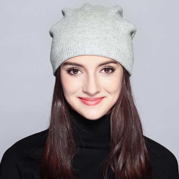 Frauen Hüte Gestrickte Wolle Herbst Winter Casual Neue Hut Weibliche Skullies Beanies # MZ720: Light Gray