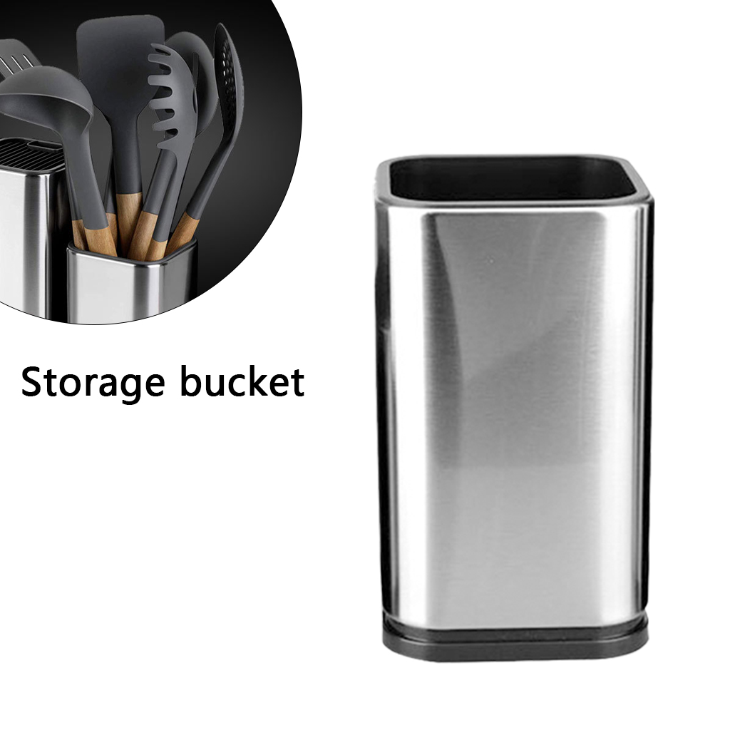 2pcs Stainless Steel Kitchen Knife Holder + Kitchen Utensil Holder Set Knife Stand Organizer Block Sooktops Tube Shelf Container