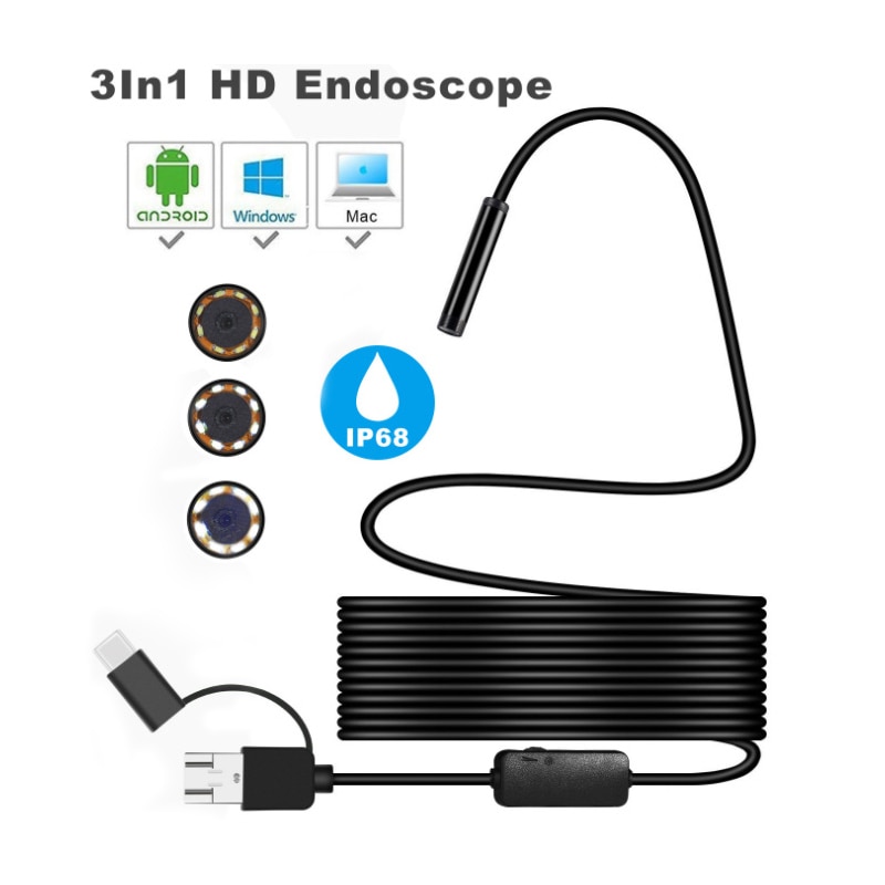 8 Mm Endoscoop Camera 1080P Usb Endoscoop Met 8 Led 2/3.5/5M/10M Soft/Hard Kabel Waterdichte Inspectie Borescope Voor Android Pc