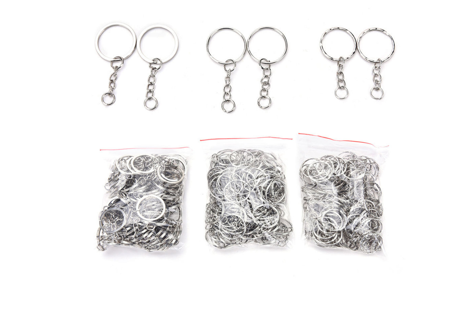 100 Pcs/Set Silvery Key Chains Stainless Alloy Circle DIY 25mm Keyrings Jewelry Keychain Key Ring Jewelry Keychain Key Ring