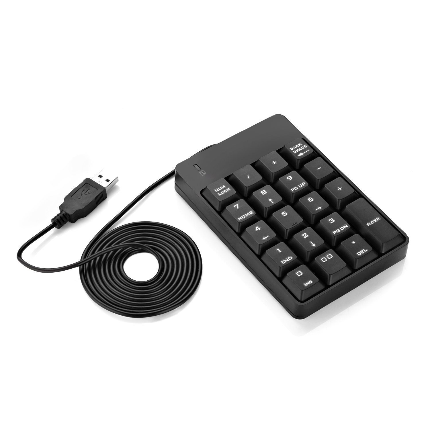 Jelly Comb USB Numeric Keypad Portable Slim Mini Number Pad for Laptop Desktop Computer PC Full Size 19 Key Big Print Letters