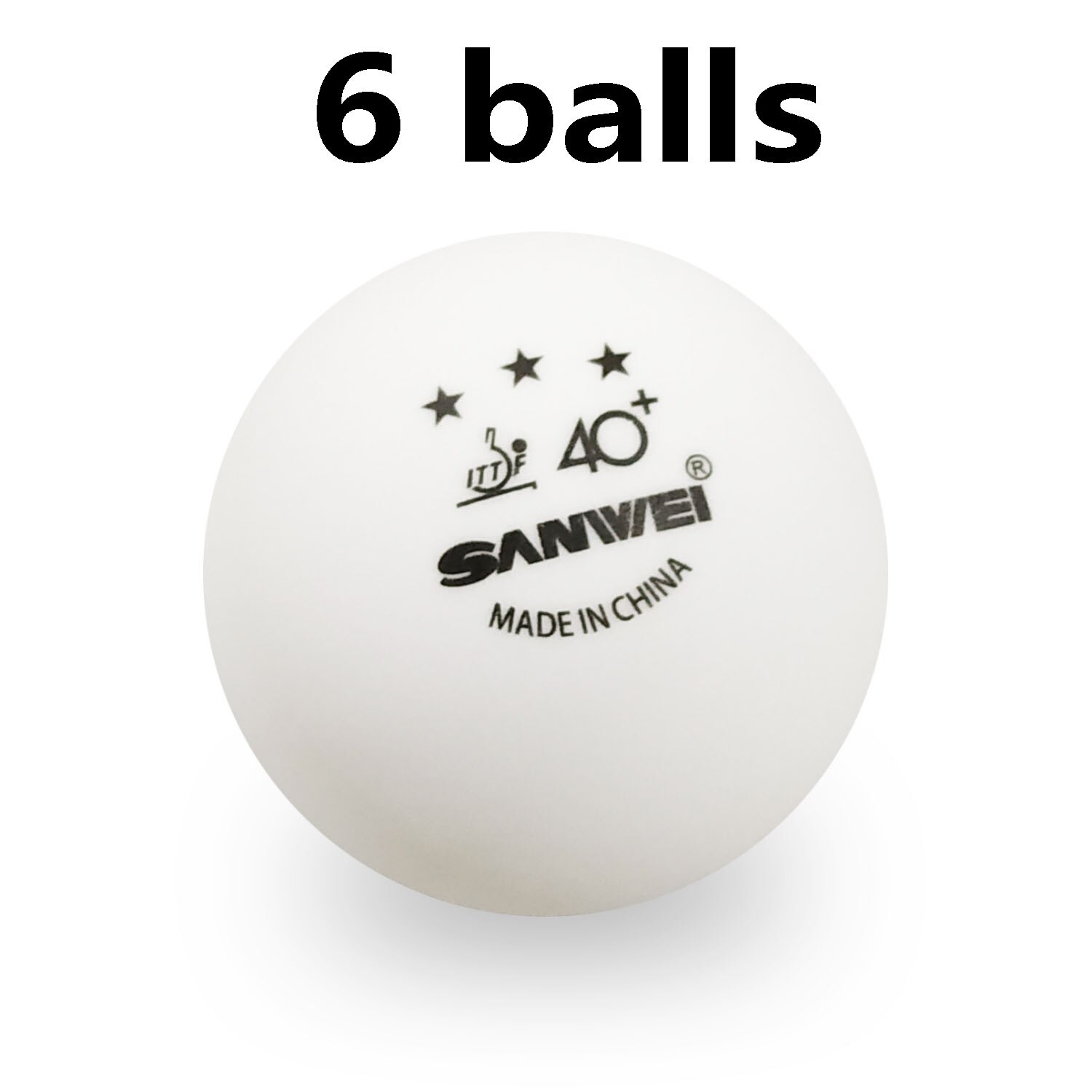 Sanwei 3- stjärnigt material plast sömlös 40+  bordtennisbollar ittf godkända poly pingisbollar: Vit 6 bollar