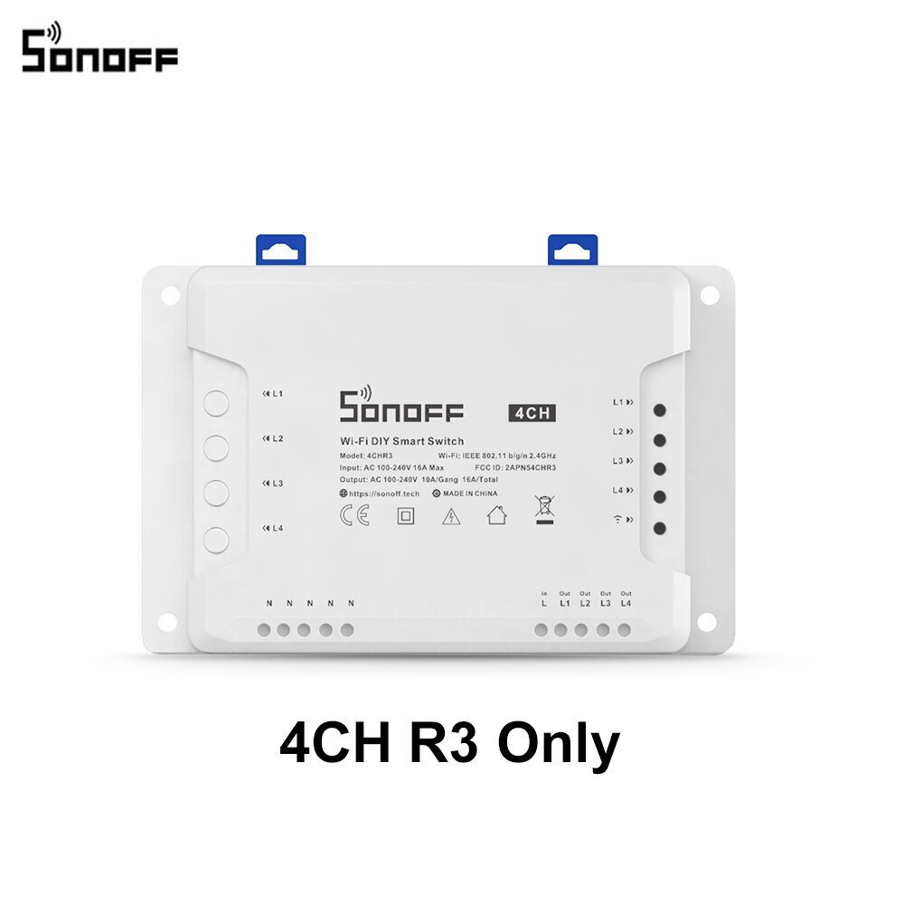 Itead sonoff 4ch r3/  pro  r3 wifi switch 4 gang 4- vejs montering wifi wireless smart switch app remote interrupter relay switches: Sonoff 4ch r3
