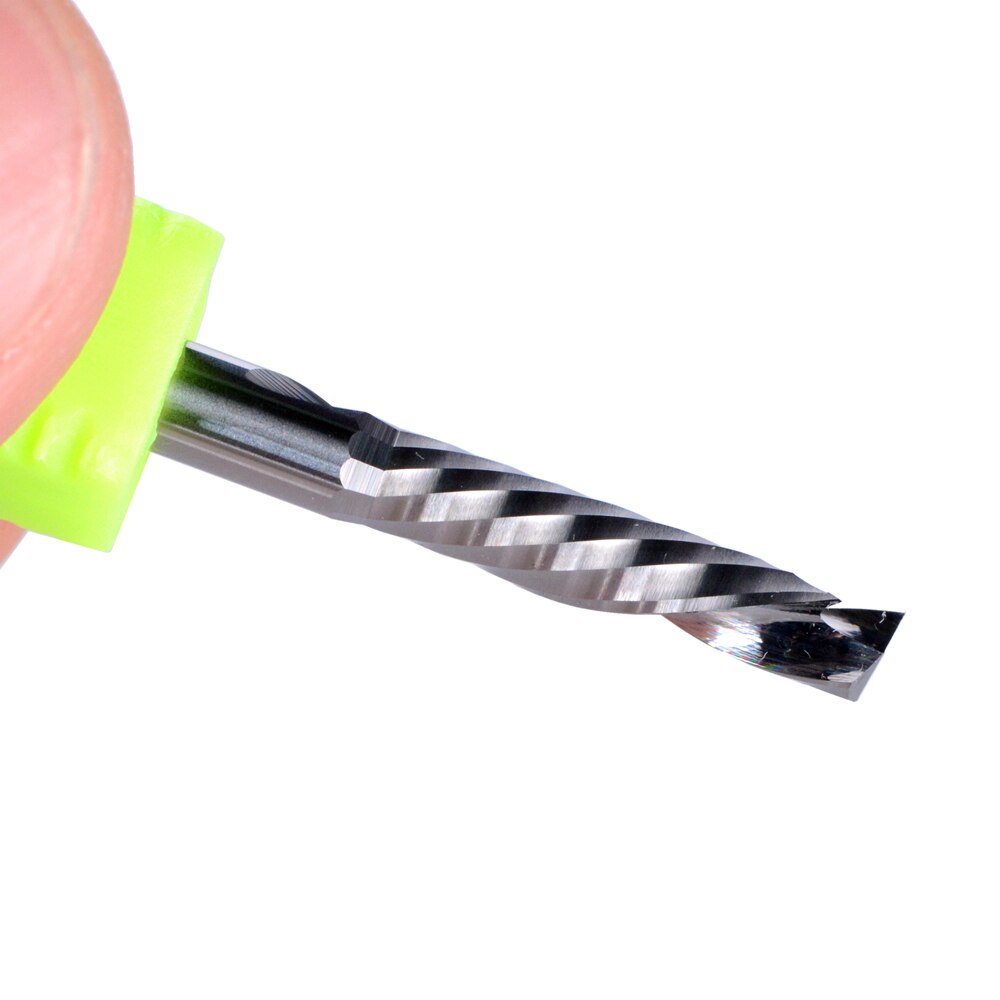 2pcs HSK 3.175mm AAA Enkele Fluit Up Down Cut CNC Router Endmill voor CNC Router, compressie Hout Frees Cutter Bits