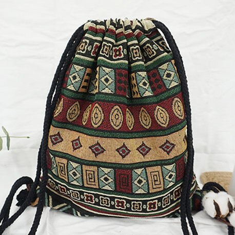 LilyHood damski plecak z tkaniny żeński cygański czeski boho chic Aztec Ibiza Tribal etniczny Ibiza brązowy plecak ze sznurkiem torby: NO 6