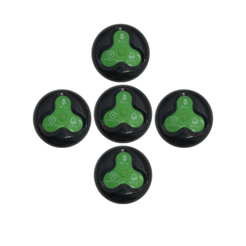 Restaurant Pager Wireless Paging System 5 Waterproof Button Transmitter Guest Call Waiter Service For Cafe Hotel: black green