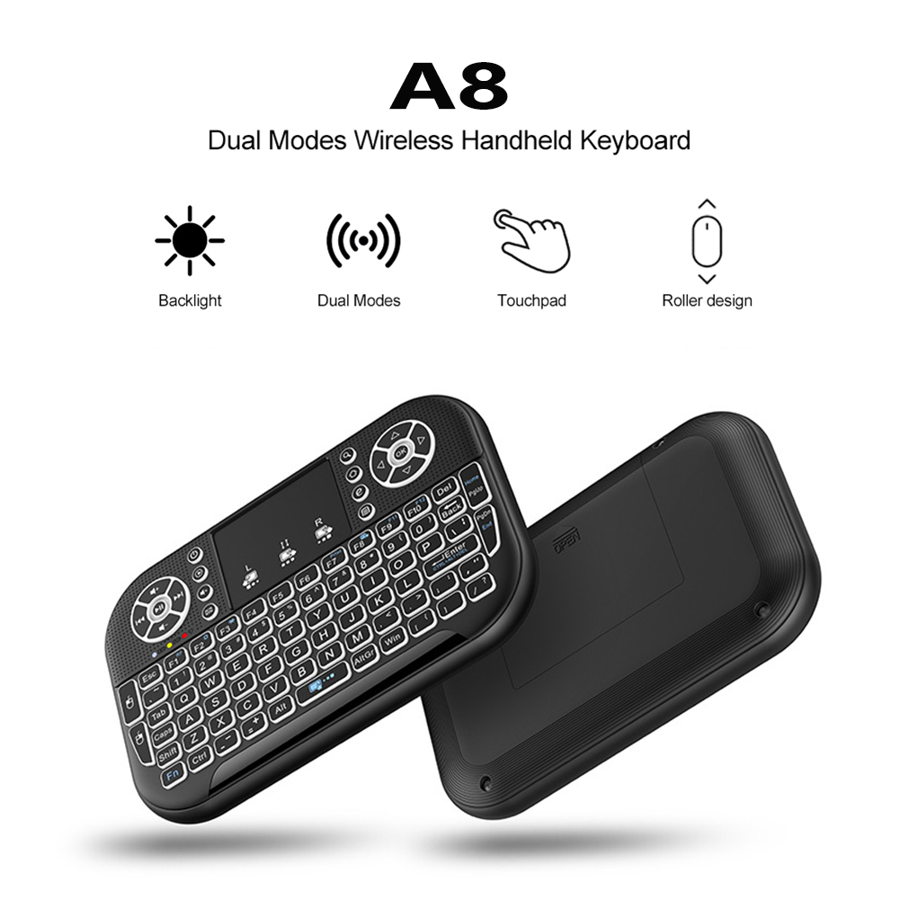 Air Mouse Remote 2.4G&Bluetooth-compatible Backlit Handheld Remote Keyboard with Touchpad Keyboard Remote Control for PC Laptop