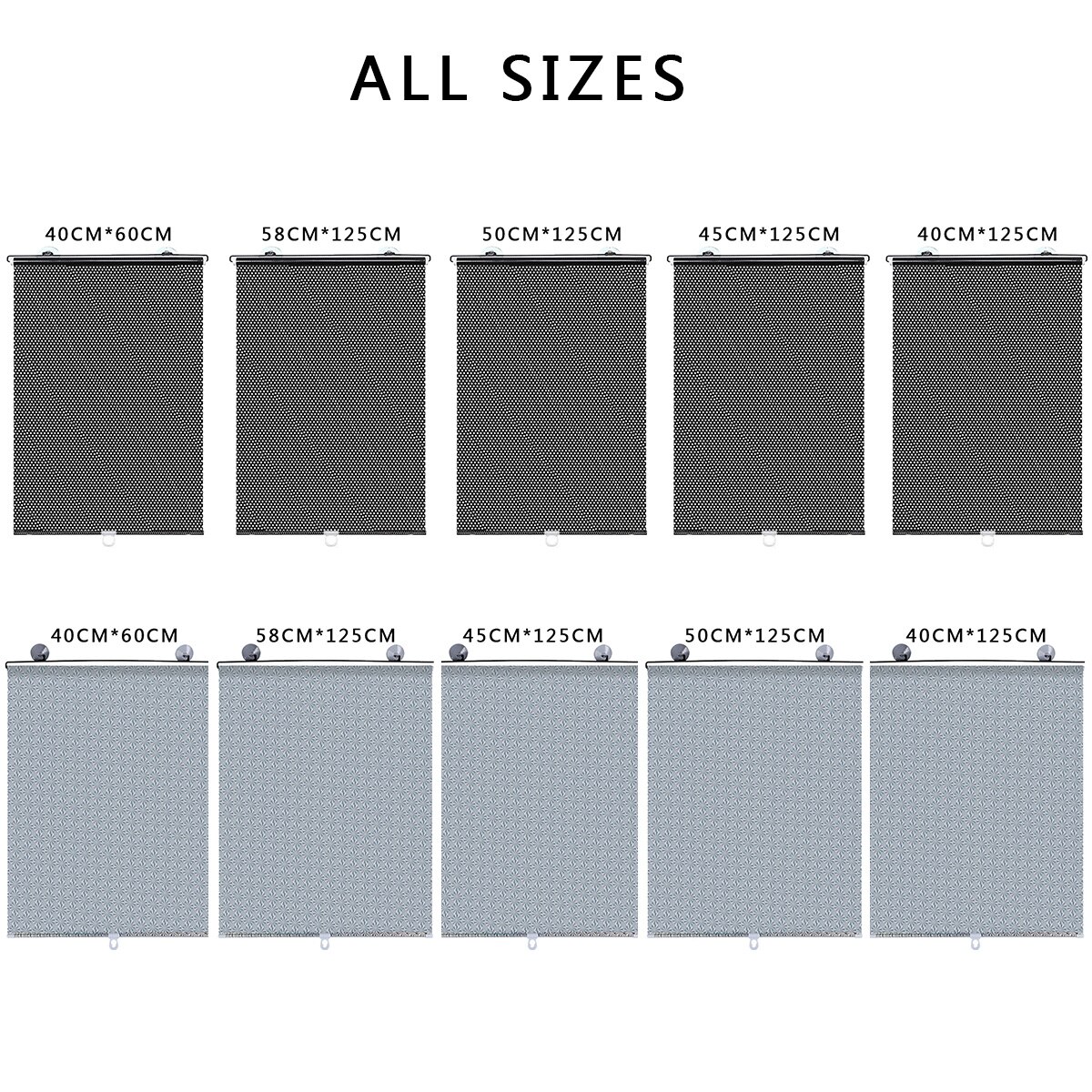 Sunshade Roller Blinds with Suction Cup Sun Shade Window Curtains for Car Bedroom Kitchen Office Protection from UV Rays Glare