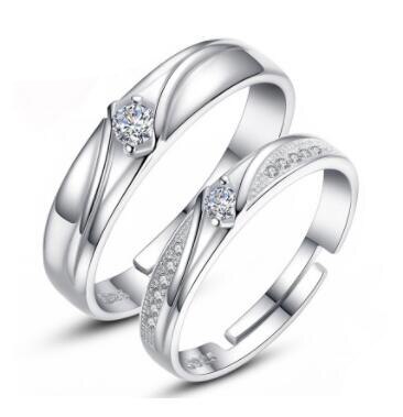 Zirkon Einstellbare silber farbe Paar Hochzeit Ringe für Frauen und Männlichen Strass Engagement Ring für Paar: 16