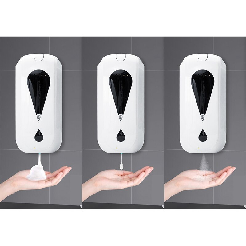 1200ml Wall-Mounted Automatic Sensor Soap Dispenser with Infrared Body Temperature Measurement, with Base Tray
