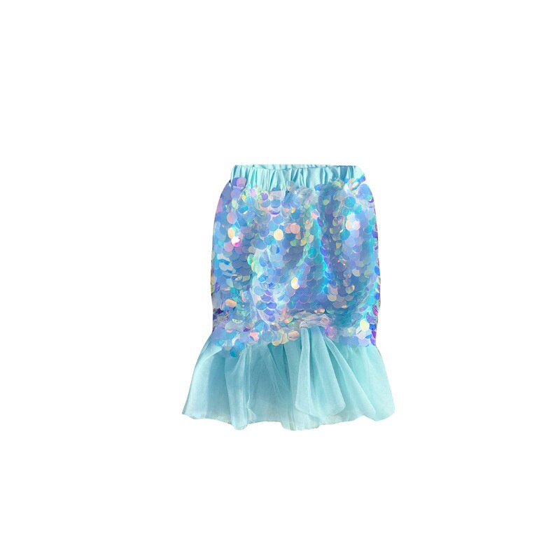 Gonna a coda di pesce con paillettes per ragazze 2-7Y moda per bambini New Spring Mermaid Princess Skirt Patchwork Mesh tromba gonne longuette: 6T