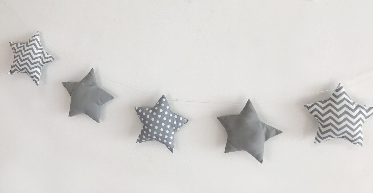 Nordic Baby Room Decoration Handmade Nursery Star Garlands Kids Room Wall Decorations Photography Props Baby Bed Accessories: Gray stripe