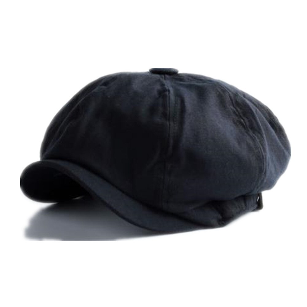 BUTTERMERE Men Newsboy Cap Vintage Cotton Octagonal Ascot Cap Buck Ham Black Male Spring Summer Ivy Flat Cap: Black / L(58-60cm)