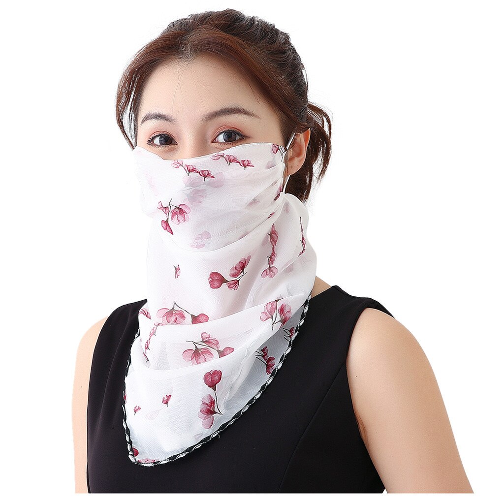 Women Sun Protection Print Scarf Dustproof Neck Scarf Masks masque: A