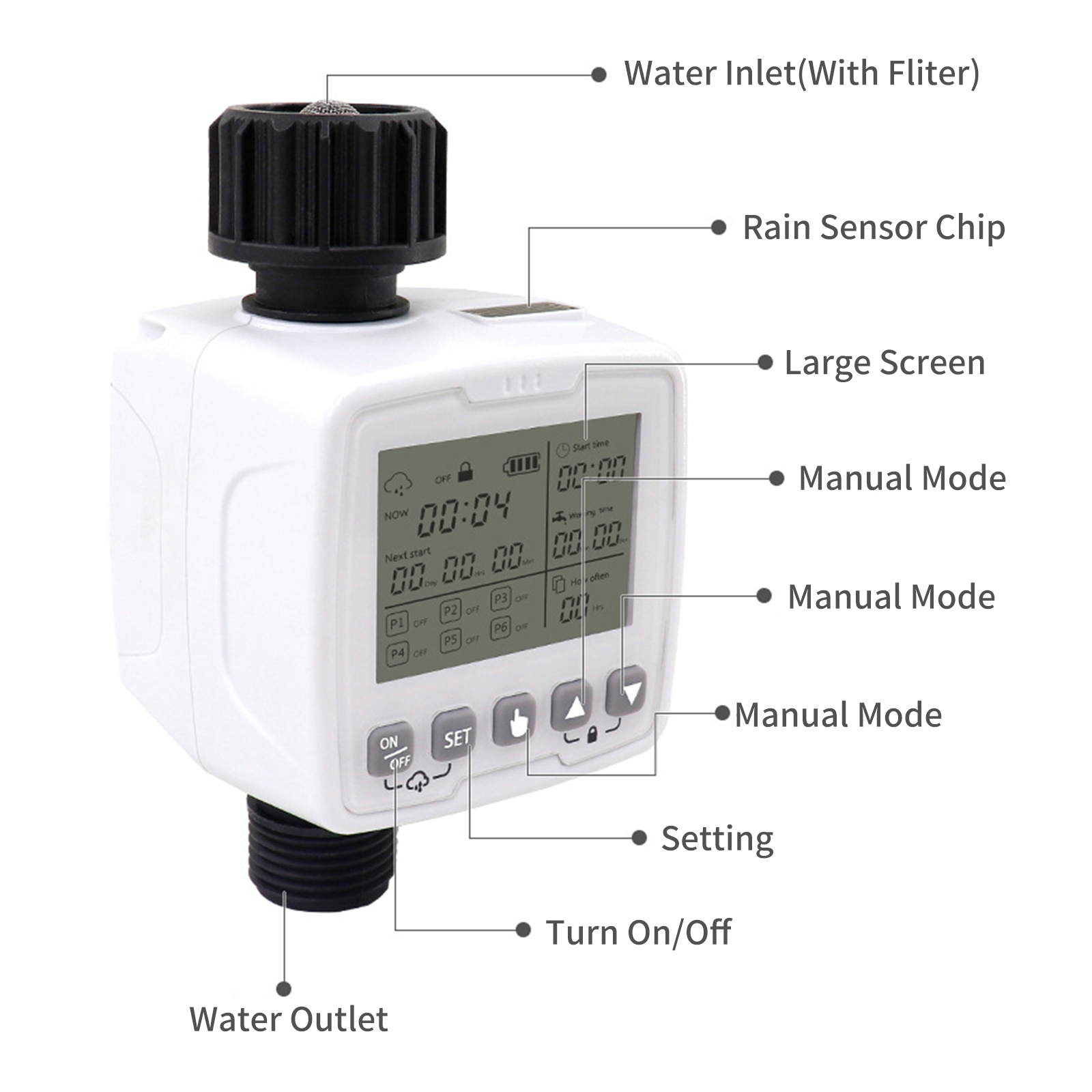Waterproof Sprinkler Controller Electronic Irrigation Regulator Automatic Irrigation Timer 6 Separate Timing Watering Device