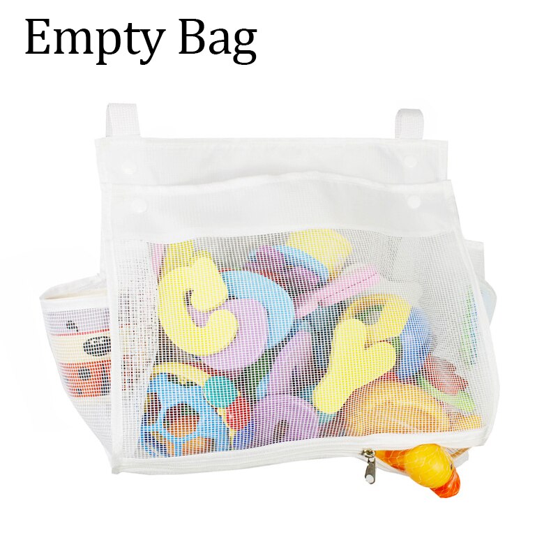 Opknoping Bad Toy Organizer, Extra Grote Opening Badkamer Speelgoed Houder, Grote Capaciteit Bottom Rits Bad Speelgoed Opbergtas: White Empty Bag