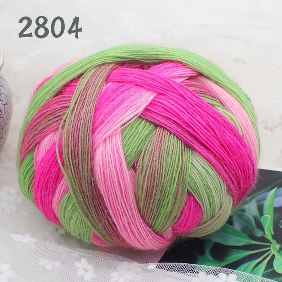 Long Dyed Magic Yarn Ball 800 meters Wool Rainbow Thread for Hand Knitting Shawl Scarf Gradient Crochet Yarn: 2804