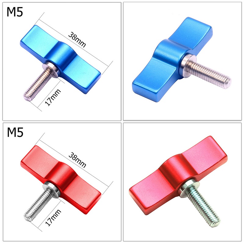 Adjustable T Shape Screw Handle Set 4/5/6mm Rail Rod Slider Clamp Locking Screw Wrench Clamp Adapter Photography Accessories: M5x17 2pcsRed 2Blue